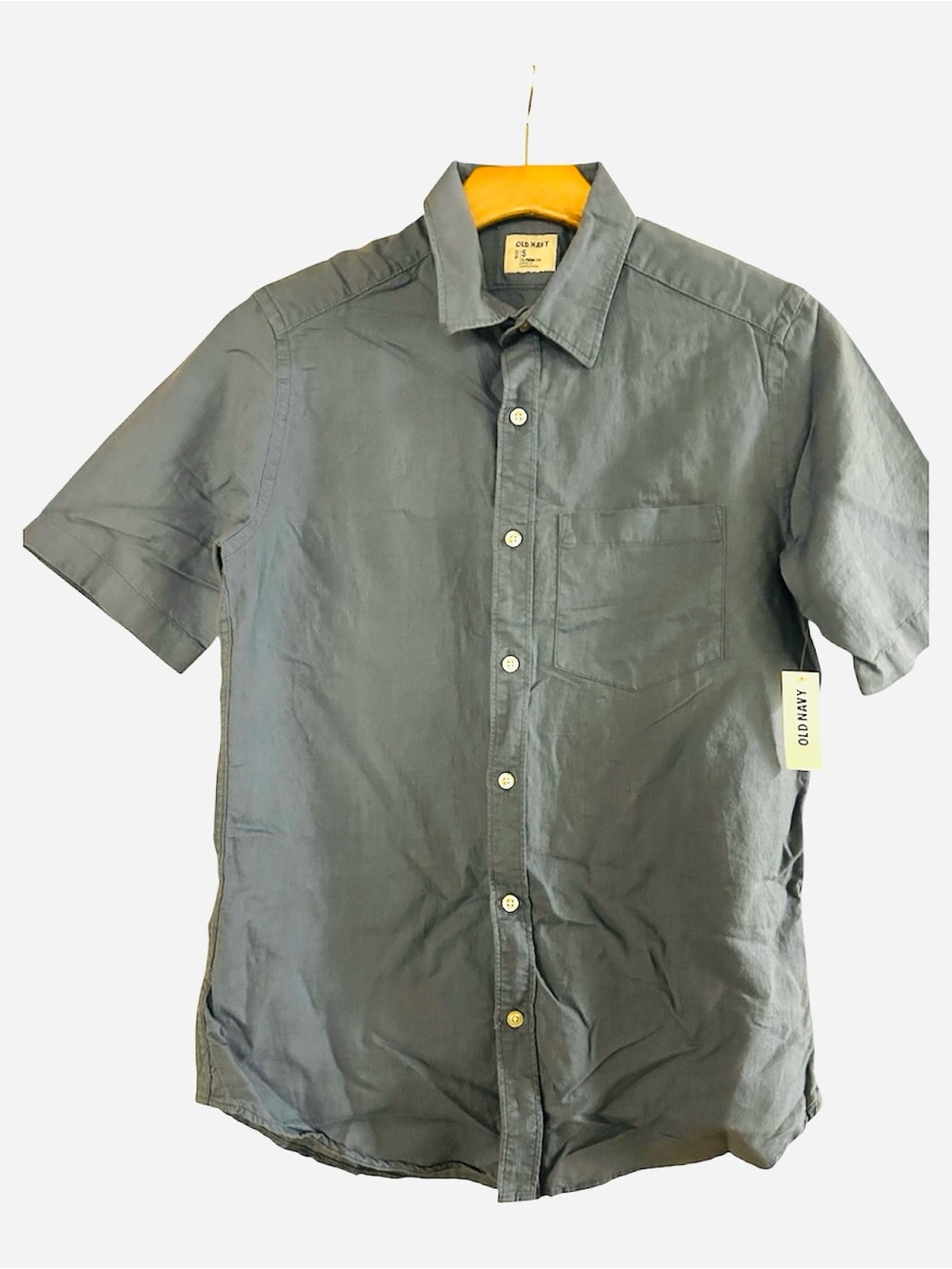 Old Navy Y2K Linen Cotton Men's Short Sleeve Button-Up Shirt NWT